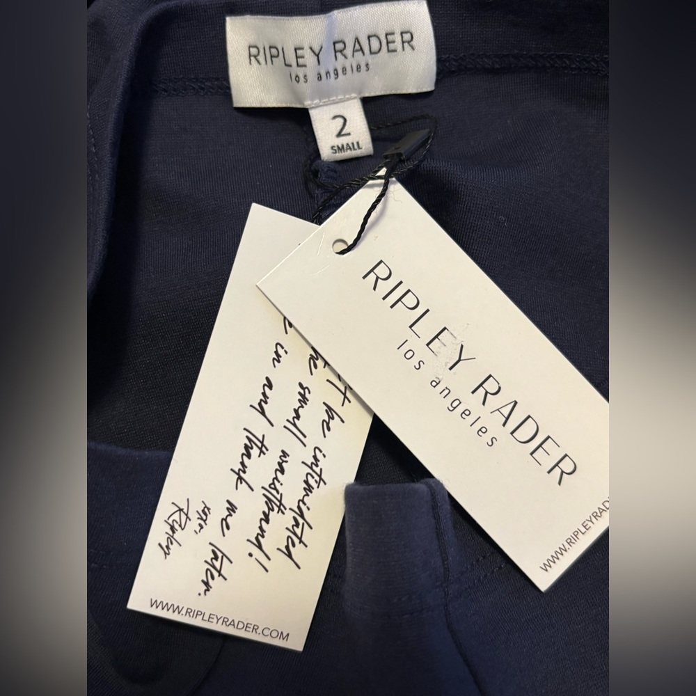 NWT Ripley Rader Navy Ponte Knit Long wide leg pant size Small - Picture 5 of 5